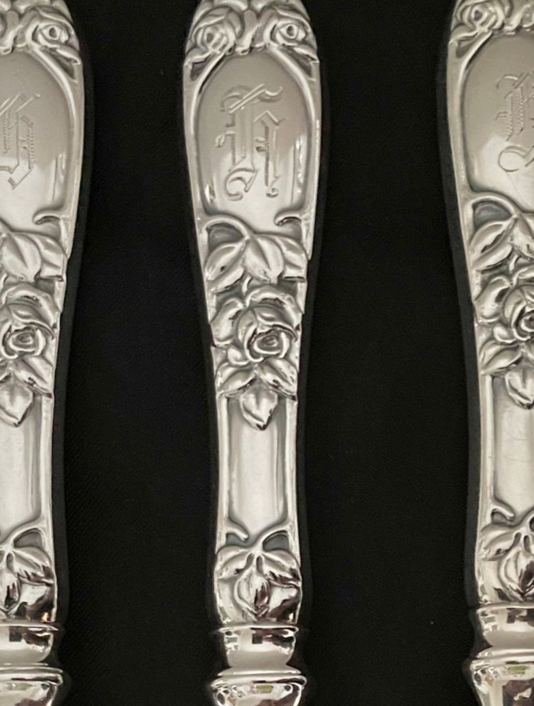 Opphøid Rose Sølvbestikk Fiskebestikk gravering