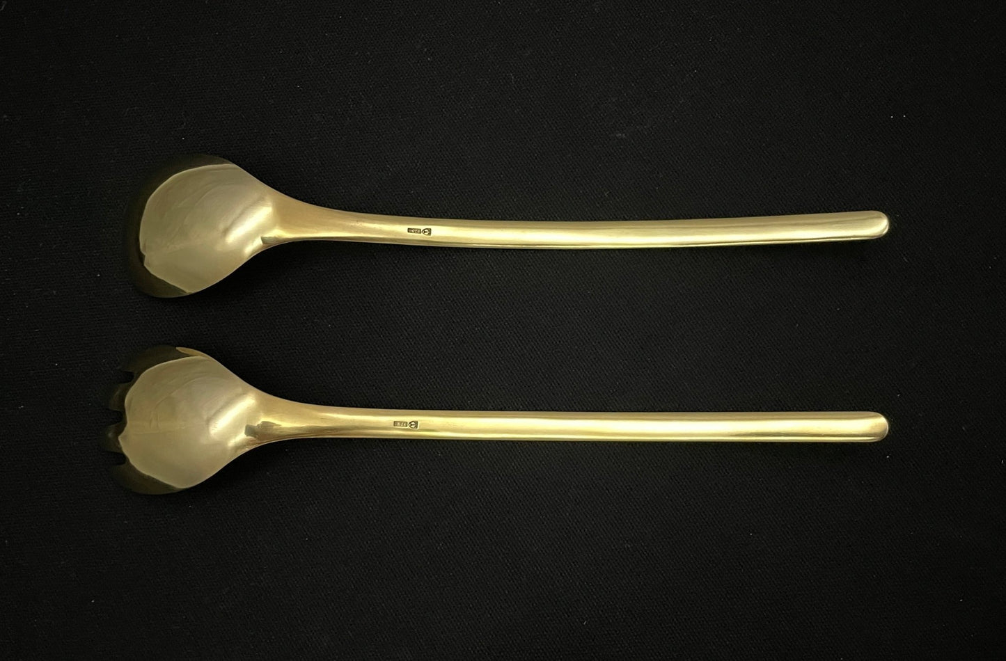 Salatbestikk sett i sølv med Emalje fra Thune bakside stempler