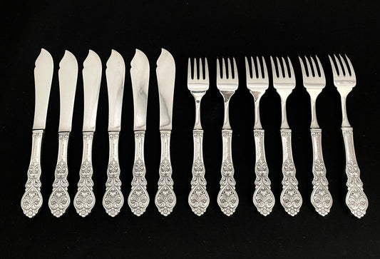 Valdres Sølvbestikk Fiskekniv og Fiskegaffel Gravering