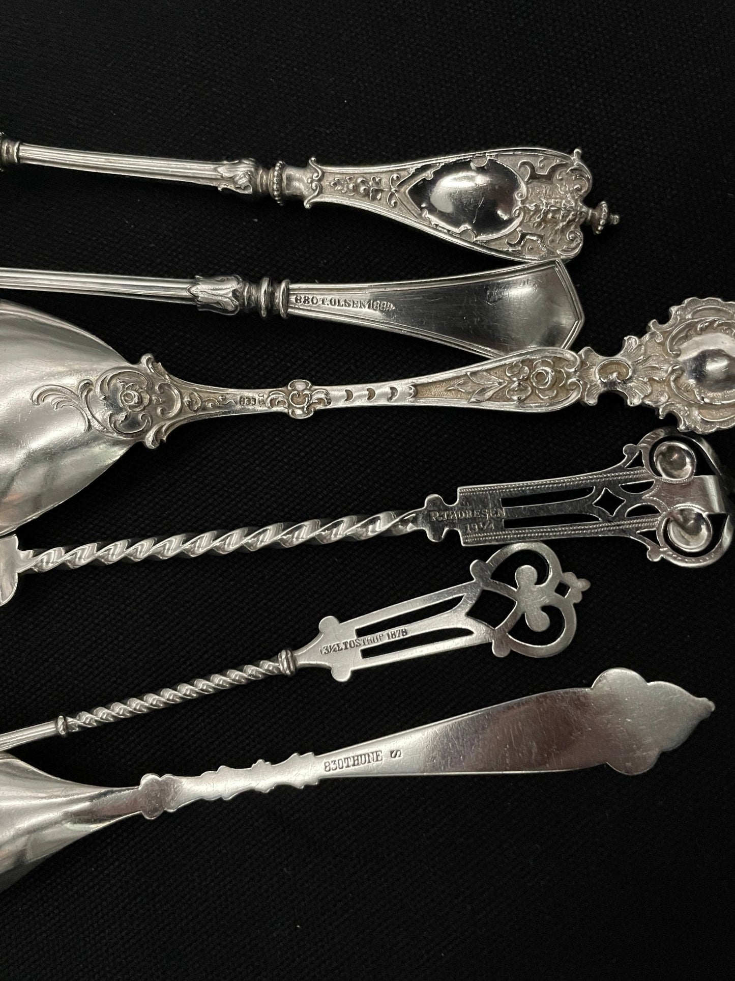 Forskellige sølvskeer i 830'erne eller 13 1/4 fra forskellige producenter