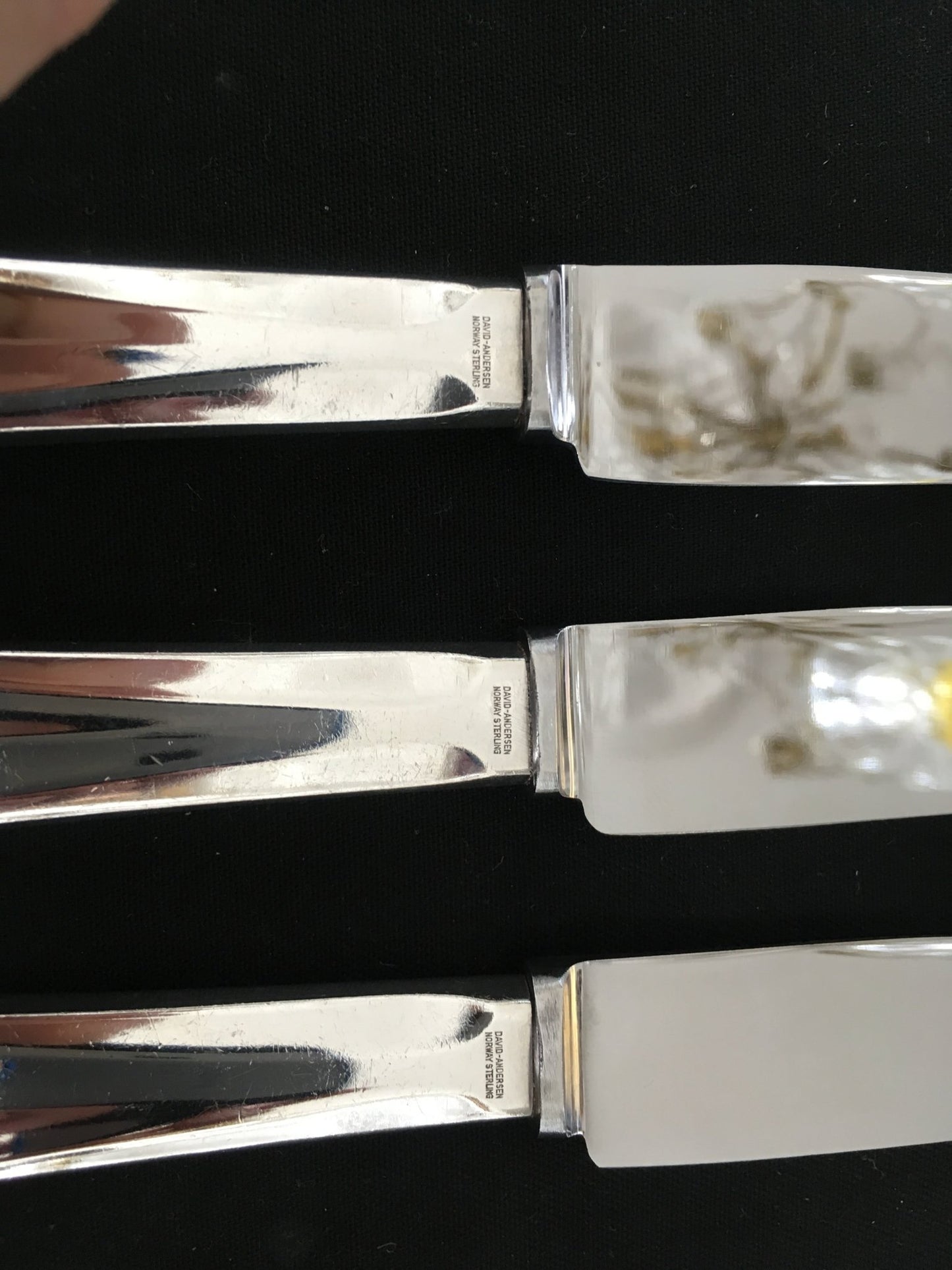 Town hall with fan large older silver knives in 925s by David Andersen