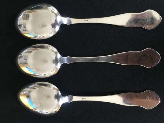 Crown style silver spoons in the 830s by Brødrene Lohne