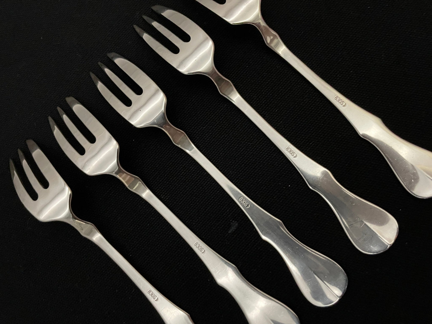 Flat Rose silver bestick äldre kakgafflar på 830-talet av Th Marthinsen