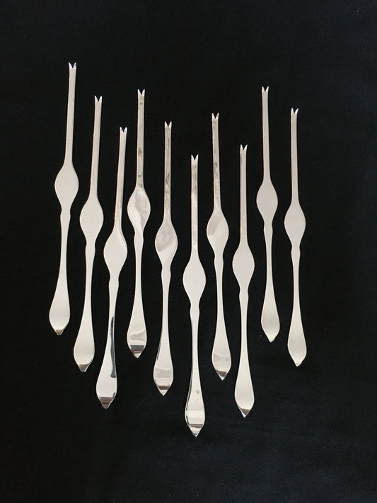 Raised Rose Silver Lobster Forks / Shellfish Forks in the 830s by Th Marthinsen