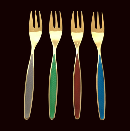 Taffel Sølvbestikk Kakegaffel Emalje