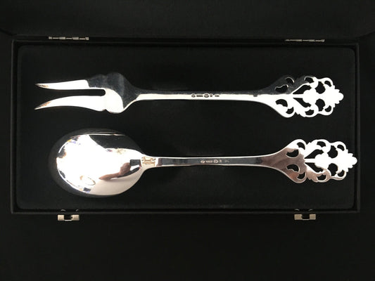 Viking Rose Sølvbestikk Anretningskje og Anretningsgaffel Bakside