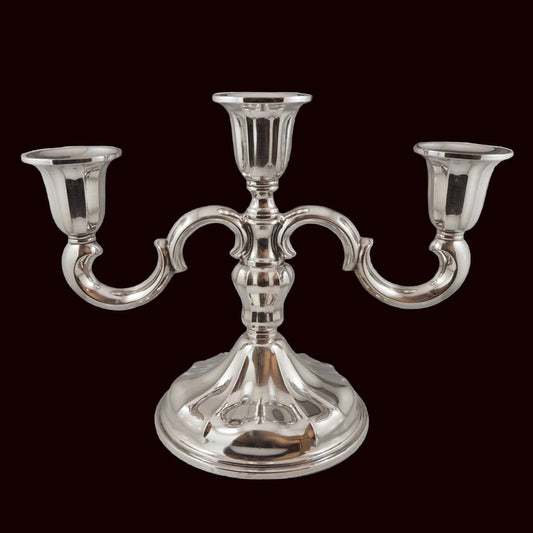 3-armet sølv lysestake lav Th Marthinsen