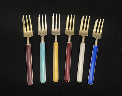 Aksel Holmsen sølvbestikk kake gaffel emalje