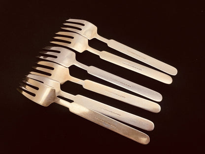 Aksel Holmsen sølvbestikk kake gaffel emalje stempel