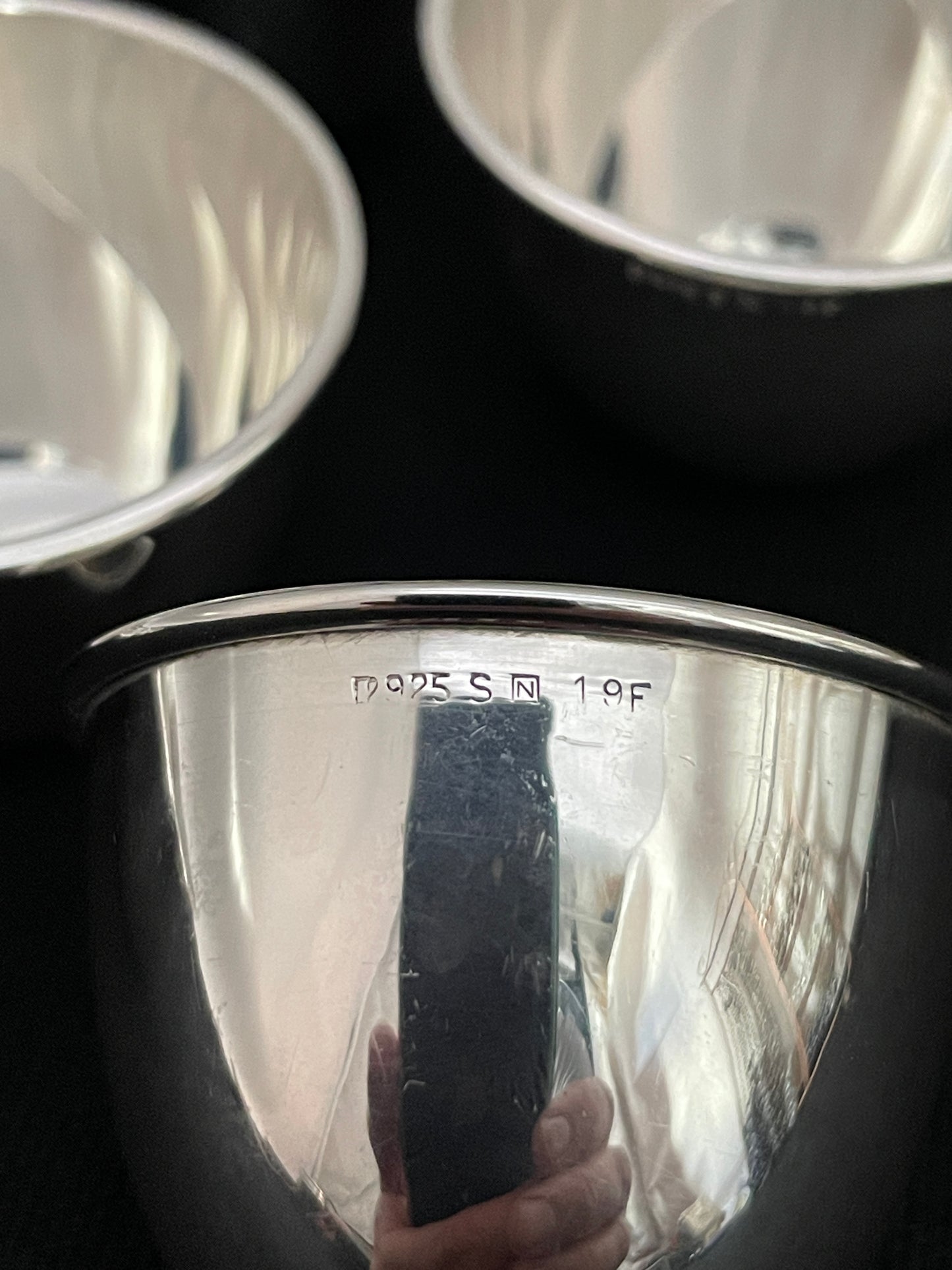 Drammeglass akevitt beger sølv stempel