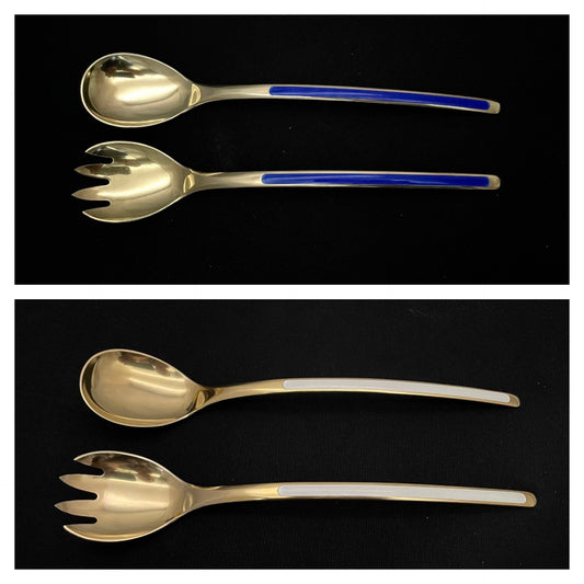 Emalje sølv salatbestikk av Thune 925s