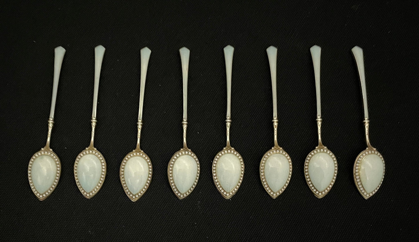 Emalje sølv mocca skje C Bergs Eftf i Oslo Bakside