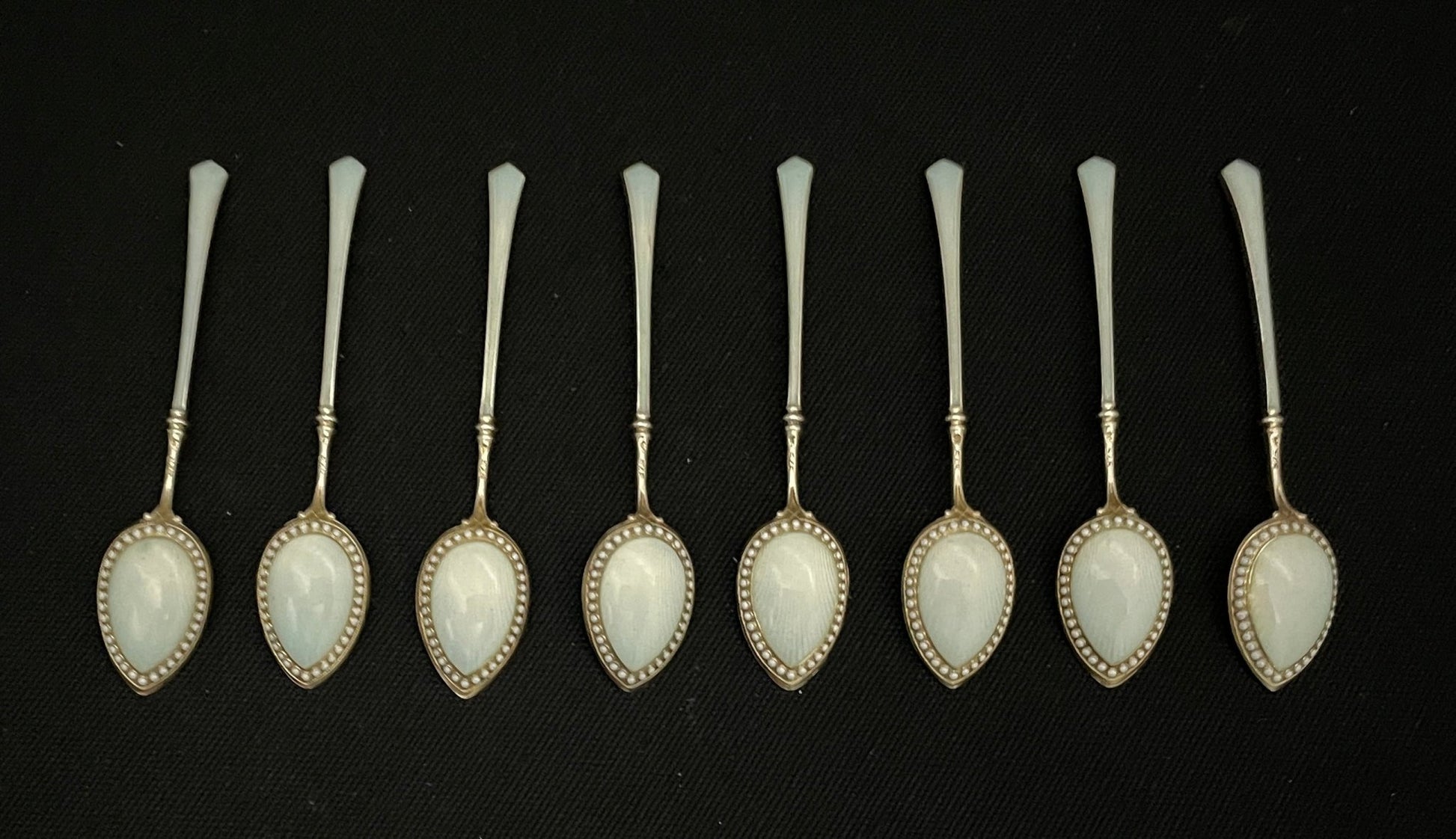 Emalje sølv mocca skje C Bergs Eftf i Oslo Bakside