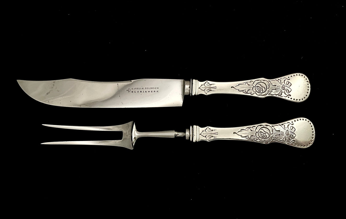 Flat Rose Sølvbestikk Transjerkniv og Transjergaffel