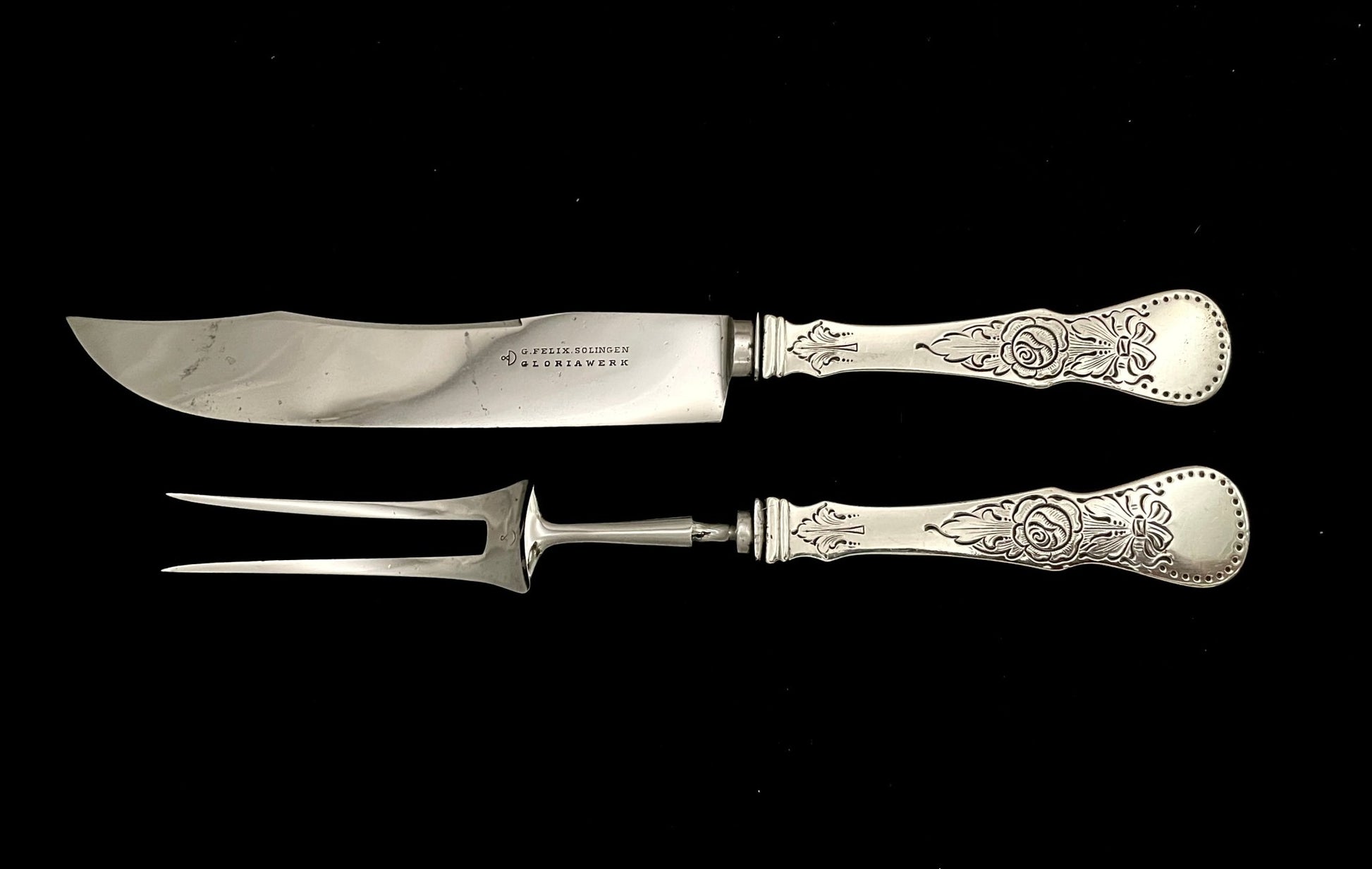 Flat Rose Sølvbestikk Transjerkniv og Transjergaffel