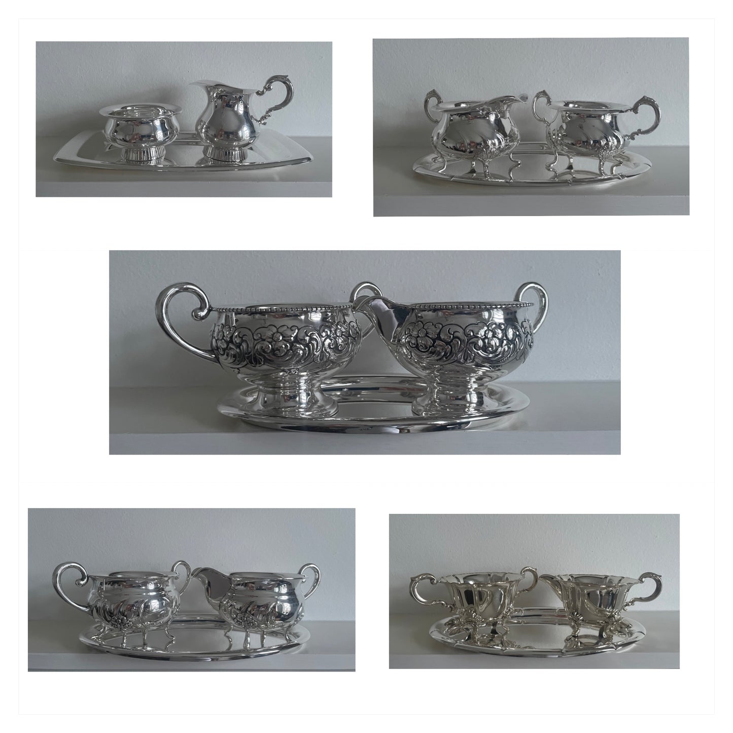 Fløtemugge og sukkerkopp sett i 930s eller 925s i forskjellige varianter Norge