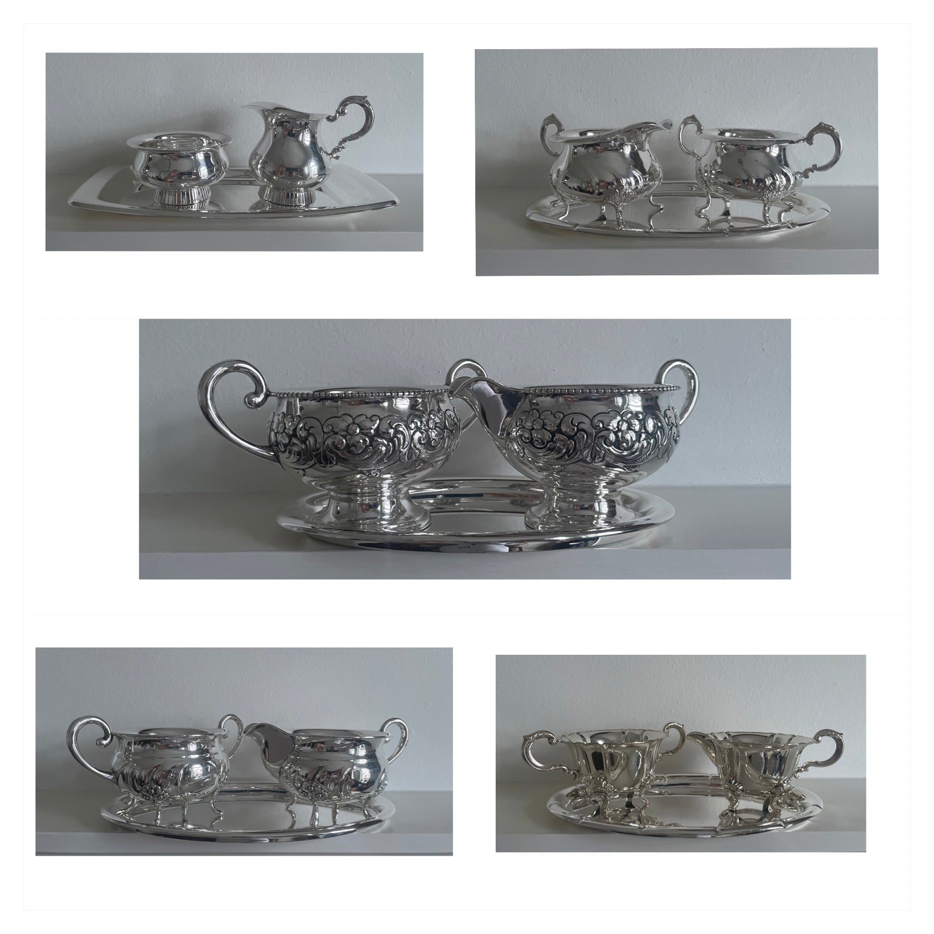 Fløtemugge og sukkerkopp sett i 930s eller 925s i forskjellige varianter Norge