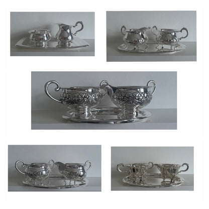 Fløtemugge og sukkerkopp sett i 930s eller 925s i forskjellige varianter Norge