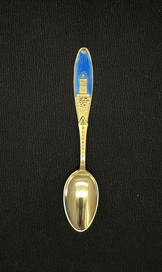 Souvenir skje Polarsirkelen blå emaljee