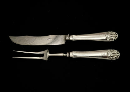 Hamret Skjell Sølvbestikk Transjerkniv og transjergaffell