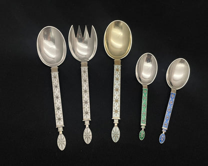 Emalje sølvbestikk "Stjerne" av Tostrup i 925s