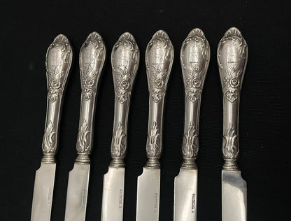 Rococco sølvbestikk kniver i 830s helsølv av Thune