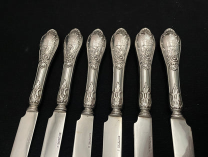 Rococco sølvbestikk kniver i 830s helsølv av Thune