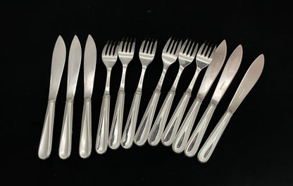 Måne Sølvbestikk Fiskekniv og Fiskegaffel Stempel Bakside