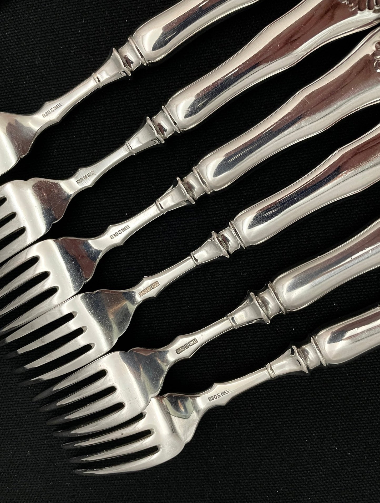 Musling Sølvbestikk Fiskegaffel Bakside