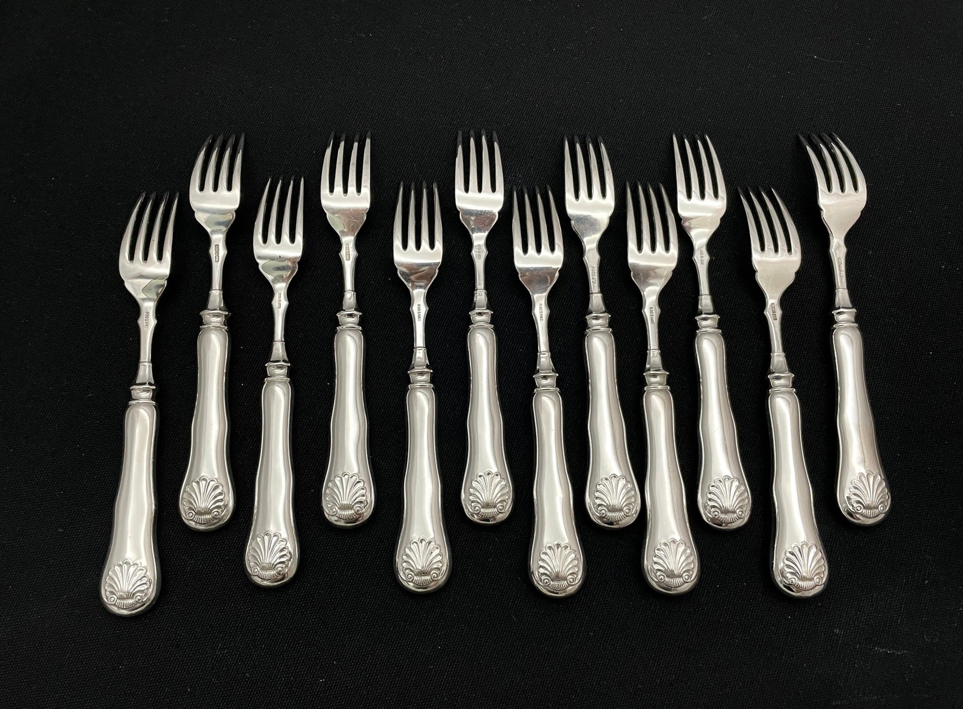 Musling Sølvbestikk Fiskegaffel Bakside