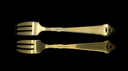 Odel sølvbestikk emalje kakegaffel bakside