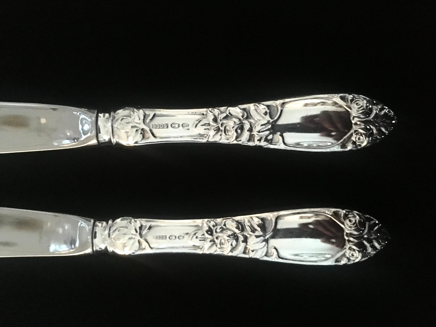 Opphøid Rose Sølvbestikk Kniv stempel