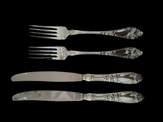 Opphøid Rose Sølvbestikk Gaffel og Kniv