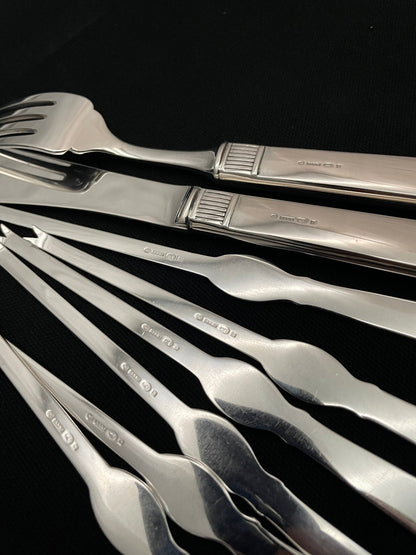 Prins Harald Sølvbestikk Hummer gaffel Fiskebestikk bakside