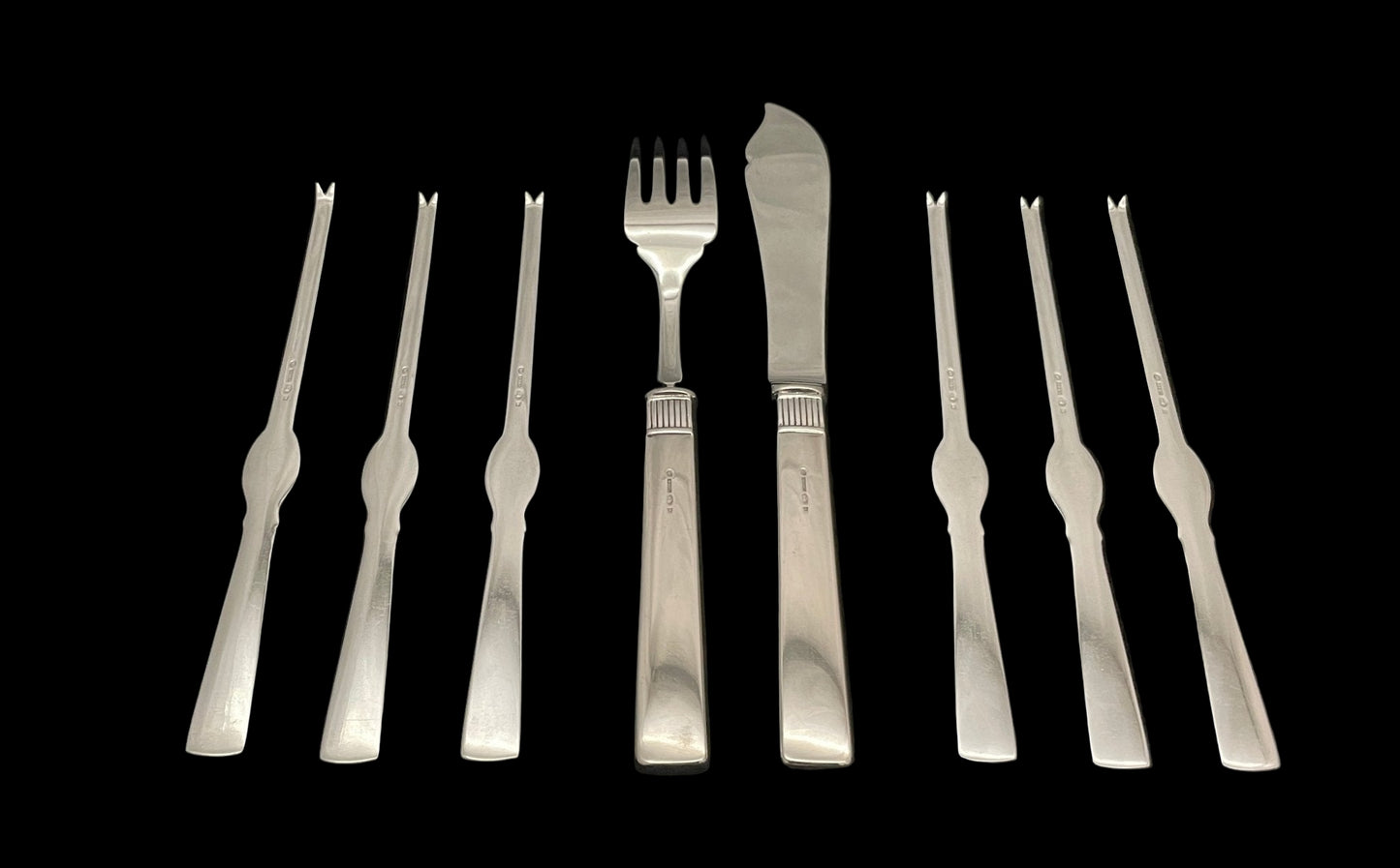 Prins Harald Solvbestikk Hummer gaffel Fiskebestikk bakside