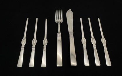 Prins Harald Sølvbestikk Hummer gaffel SSkalldy gaffel  Fiskekniv og Fiskekniv