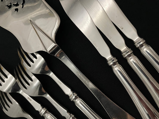 Riflet Sølvbestikk Fiskebestikk Bakside stempel