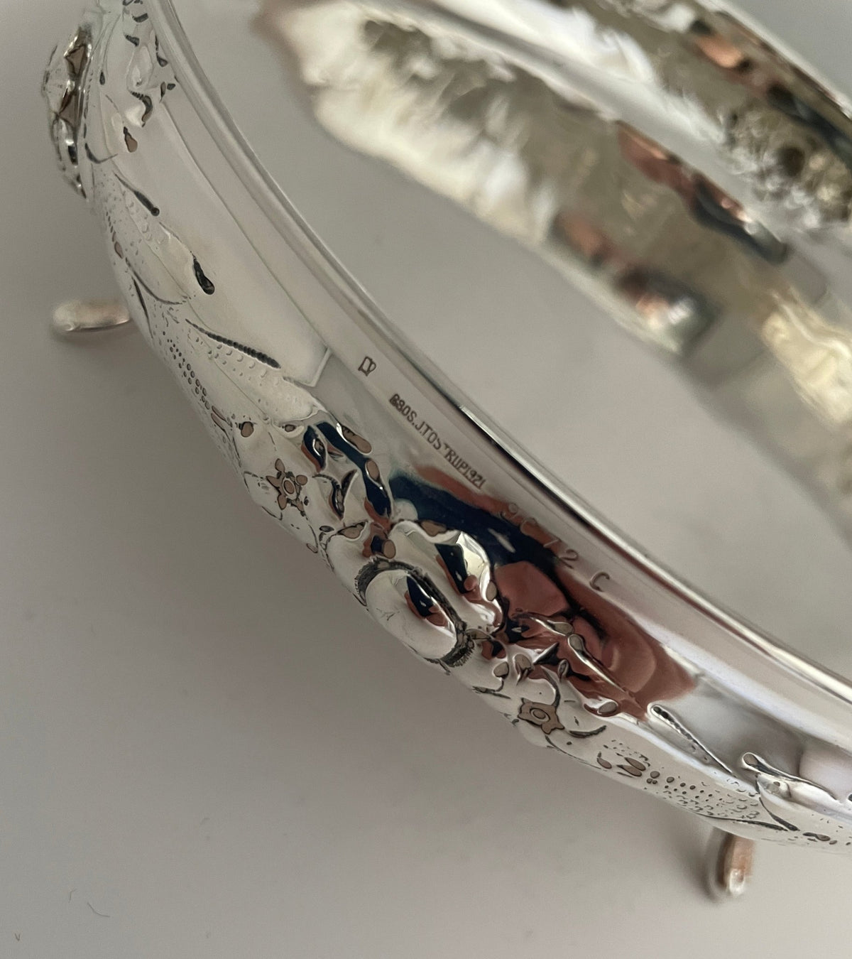 Sølvskål i Opphøyd Rose i 830s Tostrup stempel
