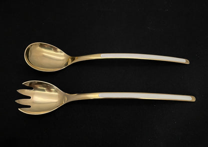 Salatbestikk sett i sølv med Emalje fra Thune