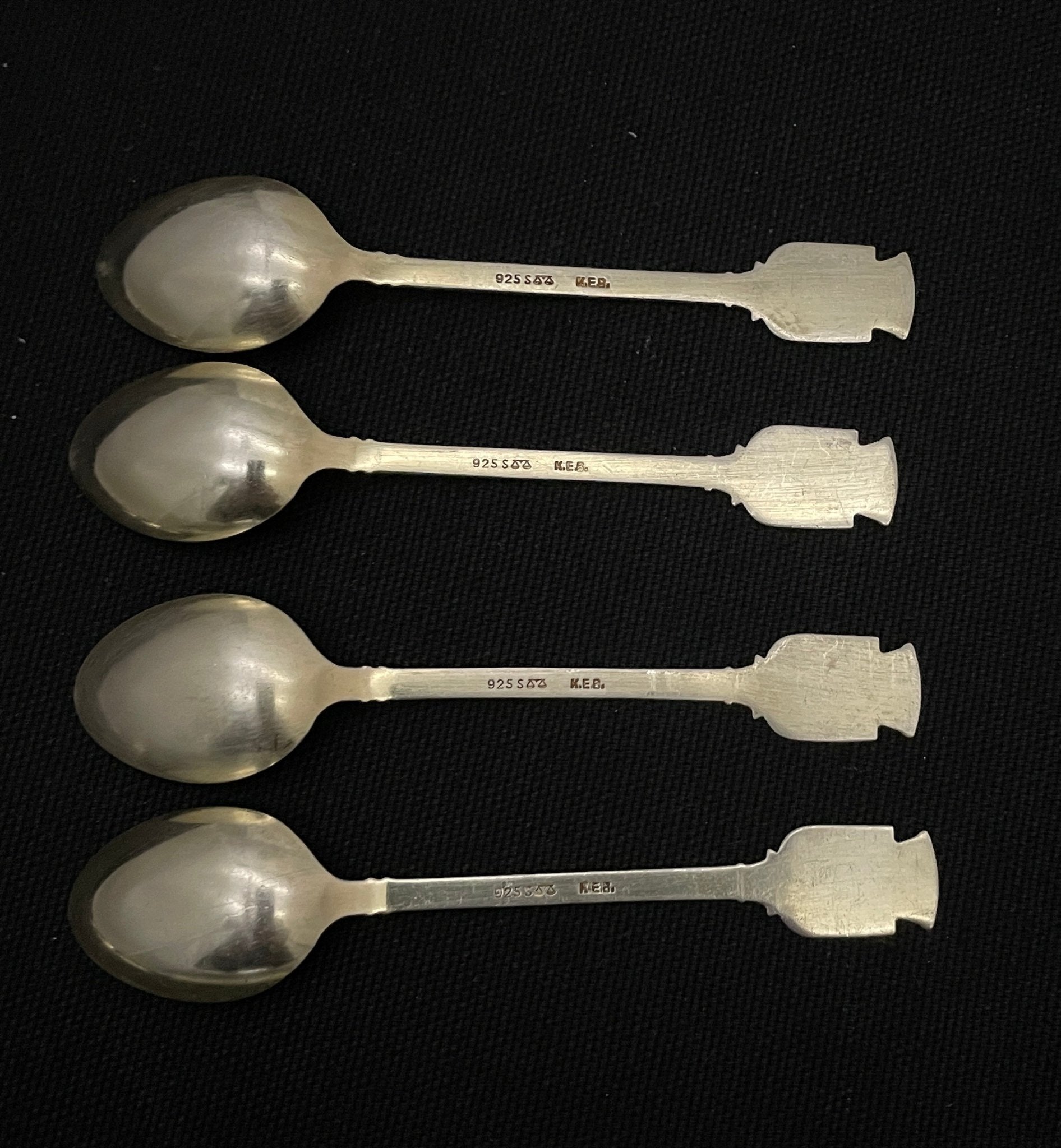 Sølv Souvnir Emalje Kaffeskje Bakside