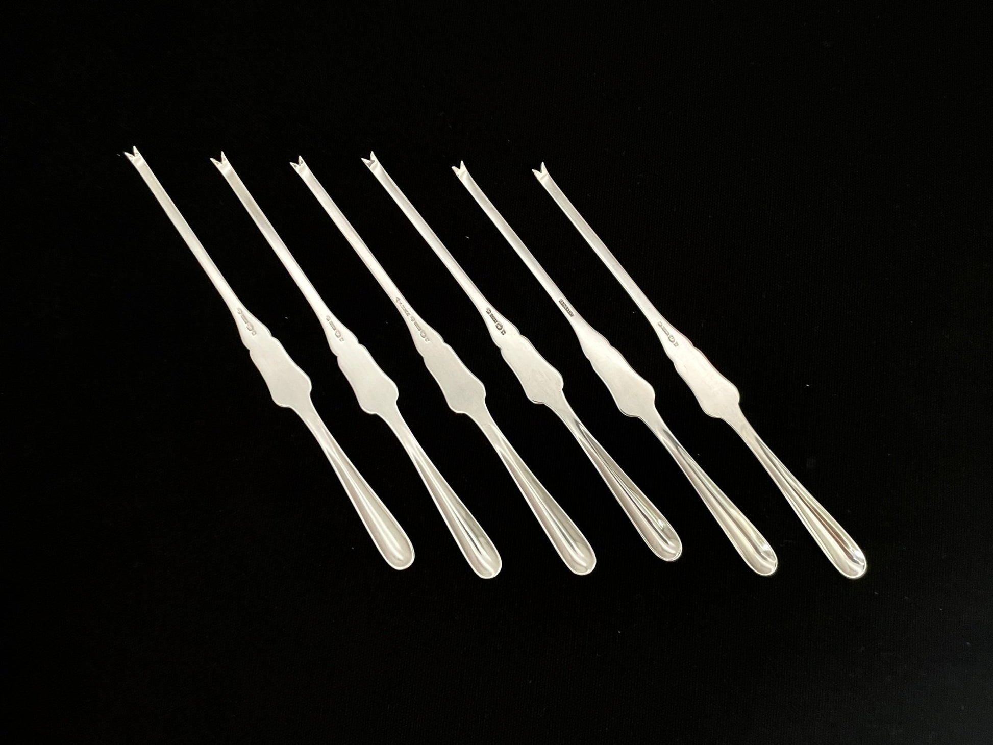 Sølv hummergaffel skalldyrgaffel bakside