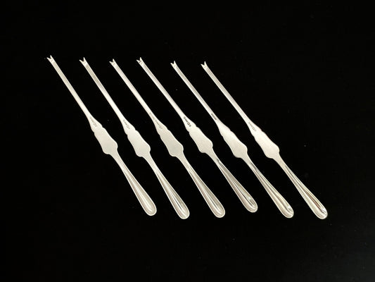 Sølv hummergaffel skalldyrgaffel bakside