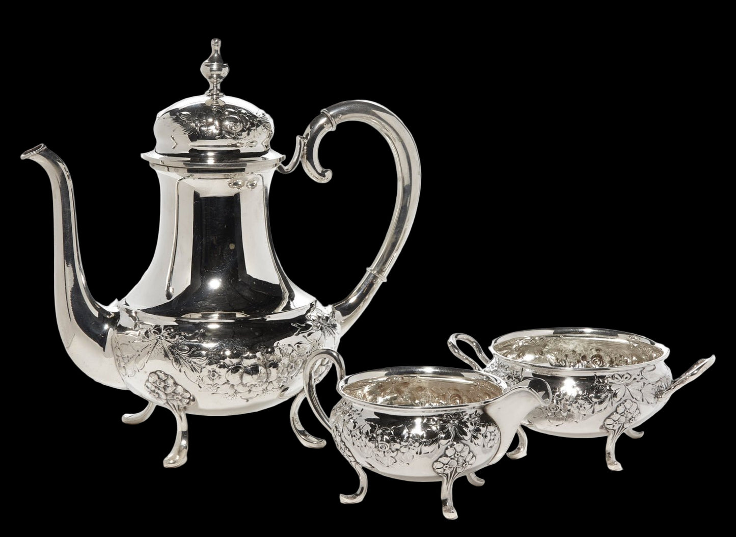 Sølv kaffesett i Opphøid Rose i 830s 3 deler