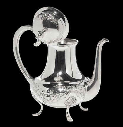 Sølv kaffesett i Opphøid Rose i 830s kaffekanne