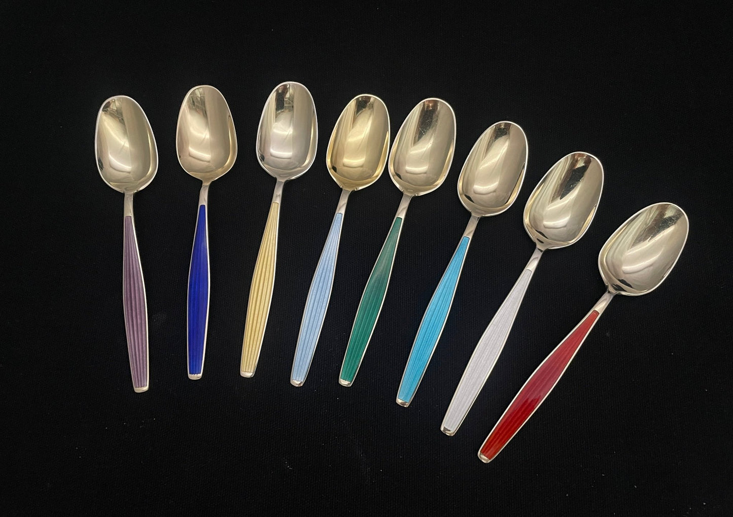 Åre sølvbestikk dessert skje emalje