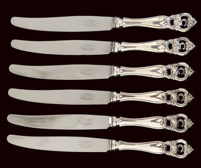 Barokk 2 Sølvbestikk Kniv Innlagt Monogran C