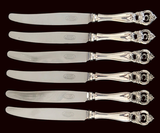 Barokk 2 Sølvbestikk Kniv Innlagt Monogran C