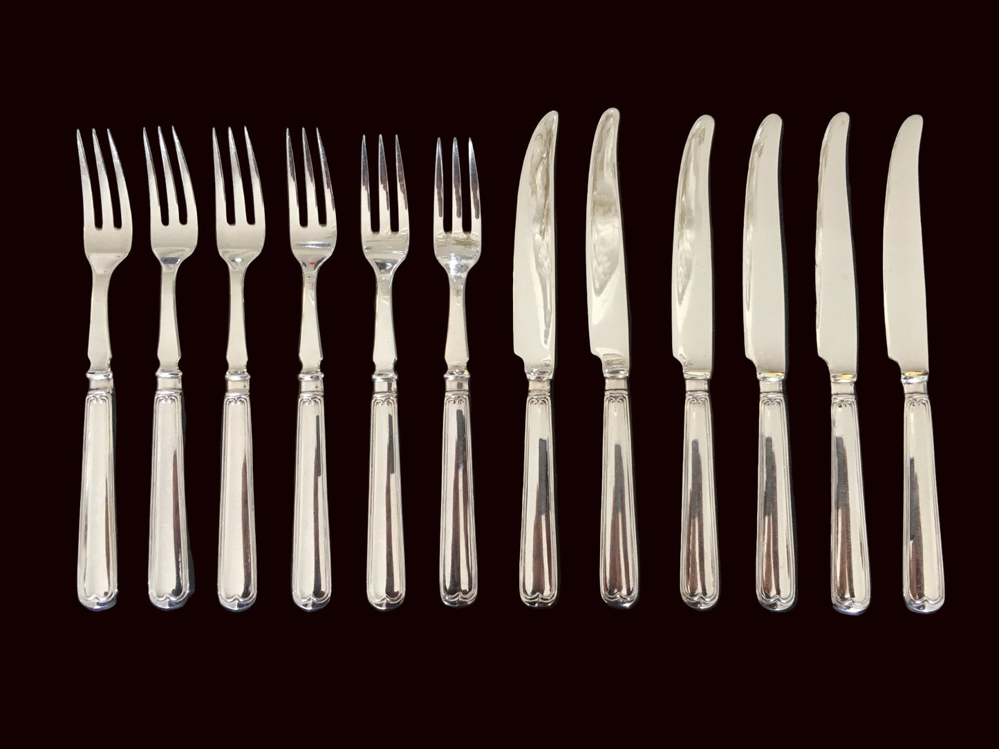 Dobbelt Riflet Sølvbestikk Gaffel og Kniv