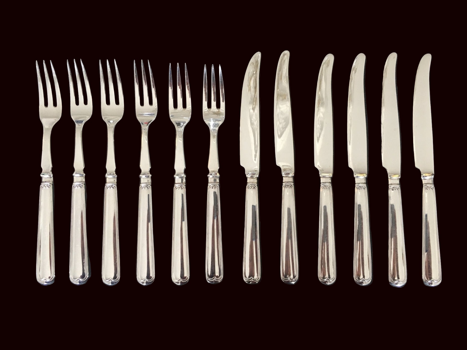 Dobbelt Riflet Sølvbestikk Gaffel og Kniv