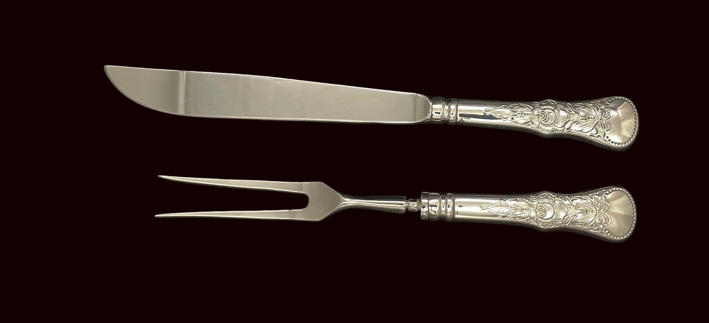 Flat Rose Sølvbestikk Transjerkniv og Transjergaffel